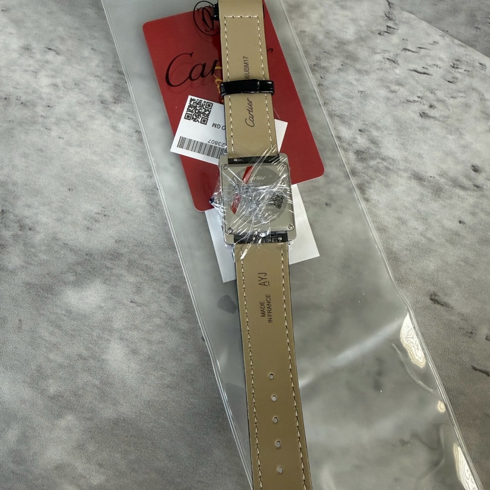 Cartier Black Dial Silver-Tone Rectangular Men's … - image 2